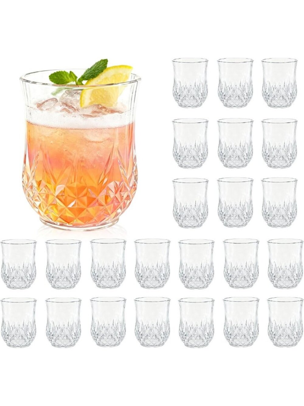 24 Unbreakable Stemless Wine Glasses - 12oz Plastic Cups for Parties & Events